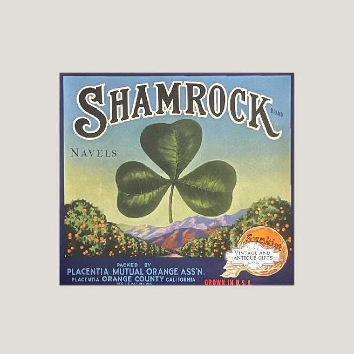 Rare 1930s Sunkist Crate Label Showcases Emerald Shamrock