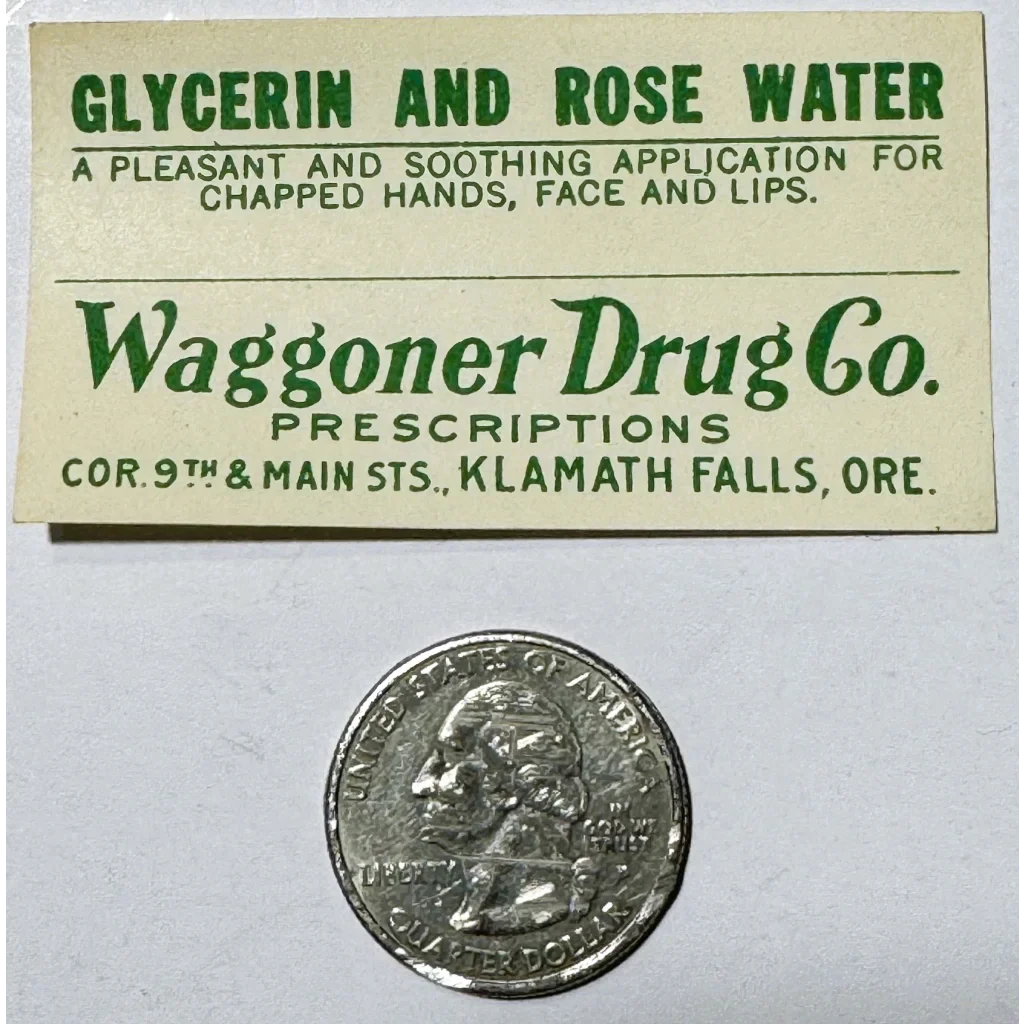Rare 1930s Waggoner Drug Rose Water Label from Klamath Falls Oregon