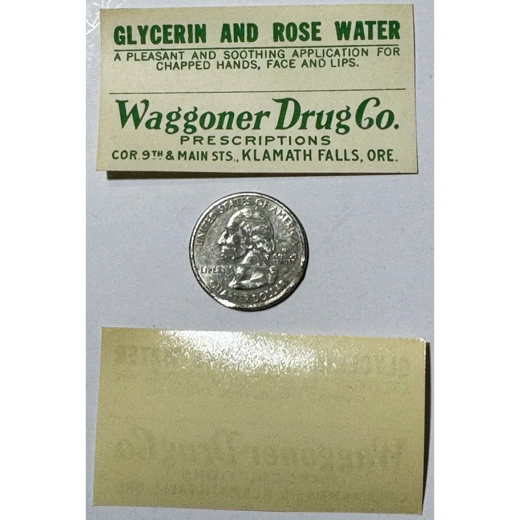 Rare 1930s Waggoner Drug Rose Water Label from Klamath Falls Oregon