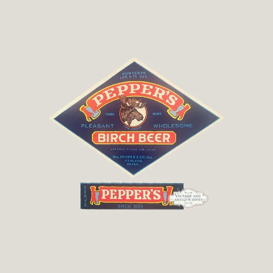 Rare 1940s Antique Birch Beer Labels from Ashland PA
