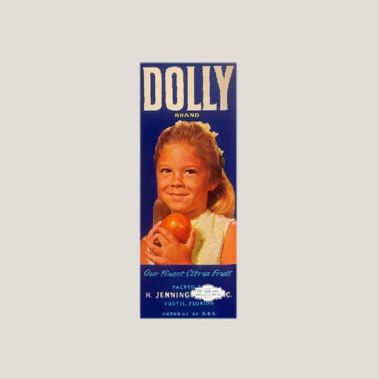 Rare 1940s Antique Vintage Dolly Crate Label from Florida