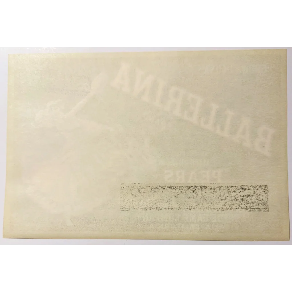 Rare 1940s Ballerina Pears Crate Label from Nash-De Camp