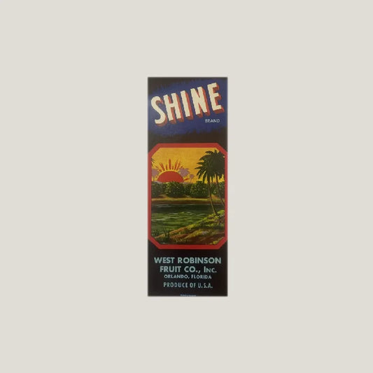 Rare 1940s Orlando Shine Crate Label Tropical Vintage Collectible