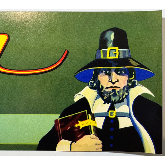 Rare 1940s Pilgrim Crate Label Vintage Mayflower Fruit Association