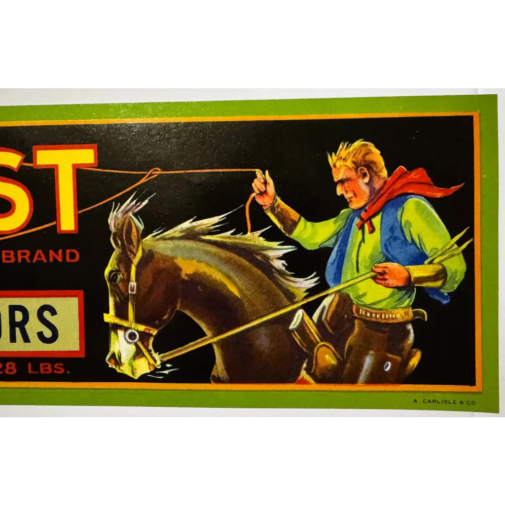 Rare 1940s Reedley Grape Growers Emperor Label Vintage Cowboy Ad