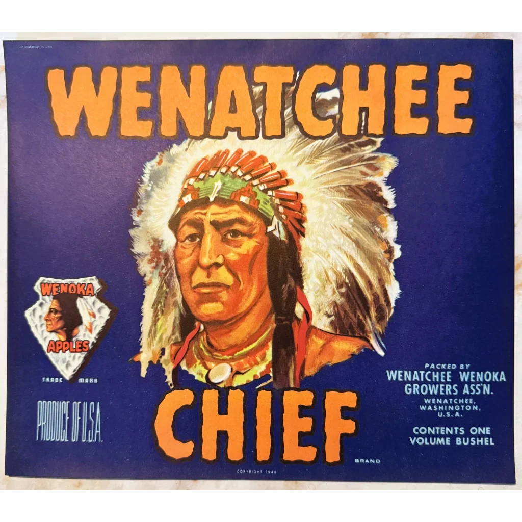 Rare 1940s Wenatchee Chief Apple Crate Label Uncovers History