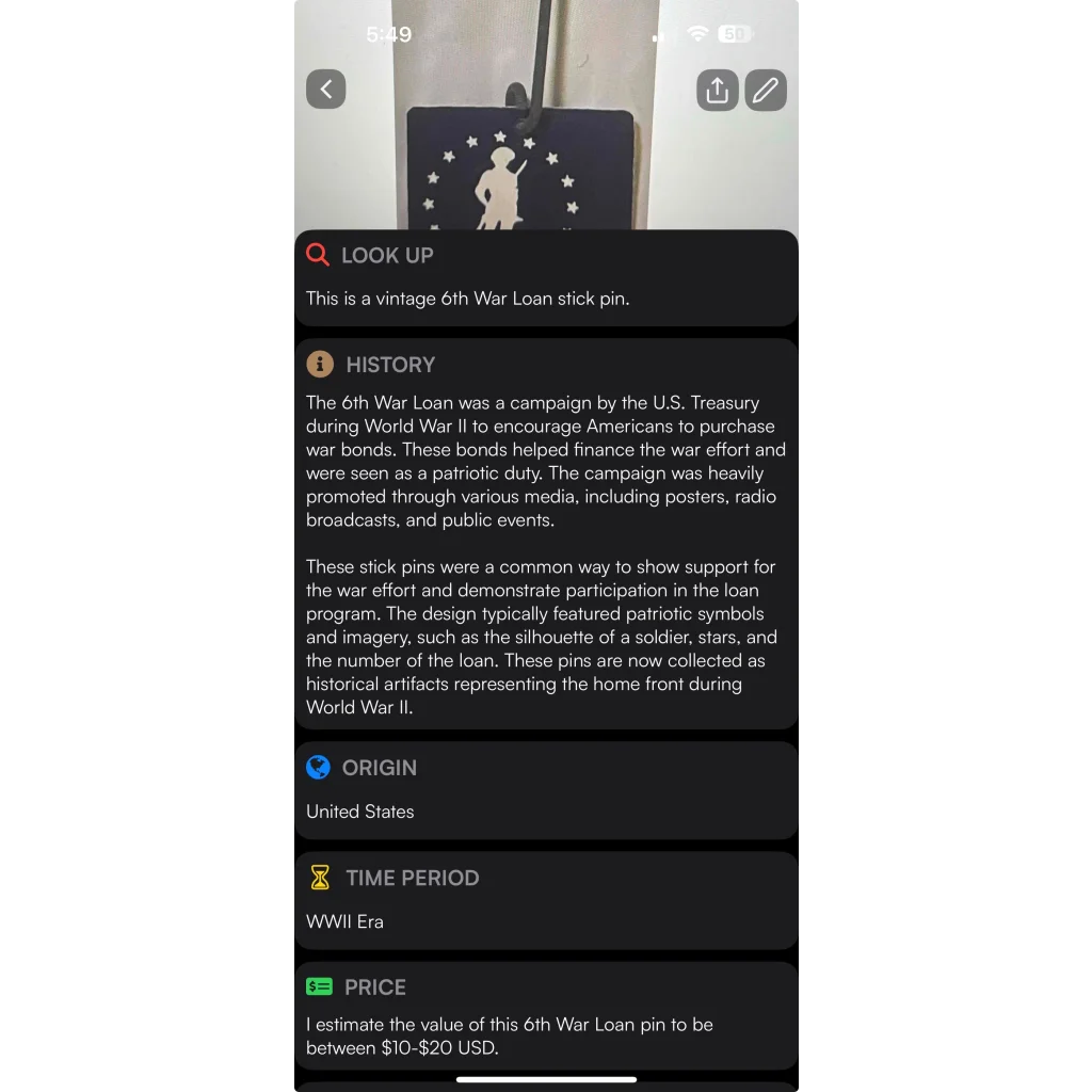 Rare 1940s WWII War Bond Pin Antique Vintage Whitehead & Hoag