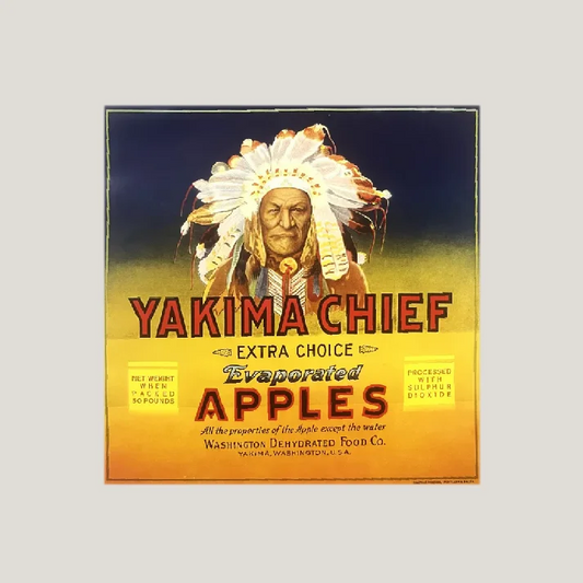 Rare 1940s Yakima Chief Native American Crate Label Art