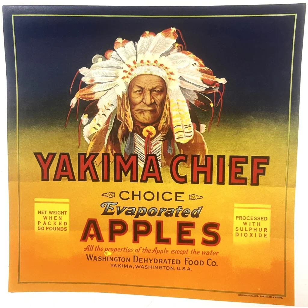 Rare 1940s Yakima Chief Native American Crate Label Art
