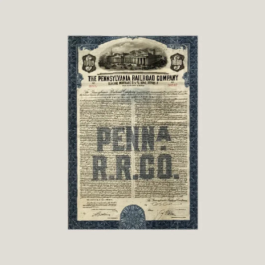 Rare 1945 Pennsylvania Railroad Pennsy Gold Bond Certificate