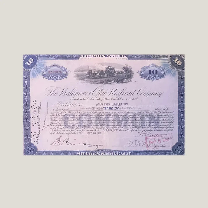 Rare 1950s B&O Railroad Stock Certificate Unveils American History