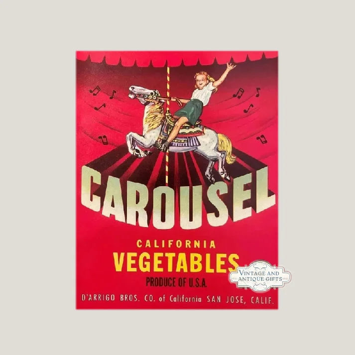 Rare 1950s Carousel Crate Label Captures Childhood Joy in San Jose