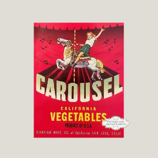Rare 1950s Carousel Crate Label Captures Childhood Joy in San Jose