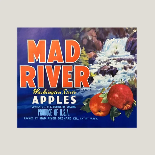 Rare 1950s Mad River Apple Label Showcases Washington's Bounty