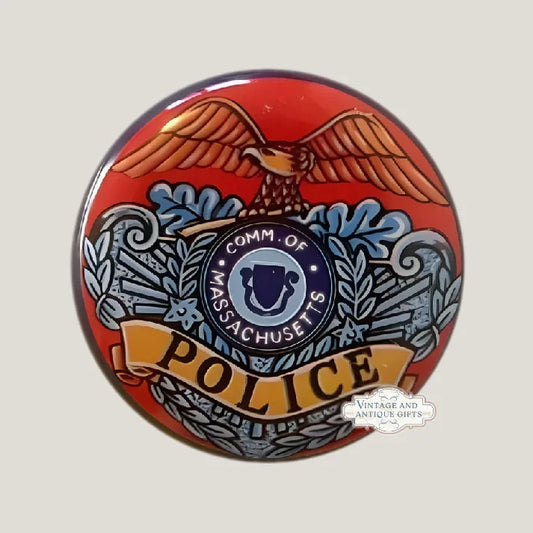 Rare 1950s Massachusetts Special Police Badge Tin Litho Treasure