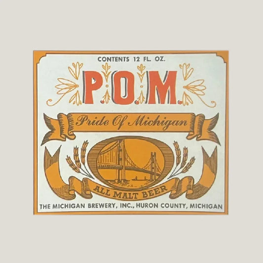 Rare 1950s Pride of Michigan Beer Label Antique Vintage Collectible