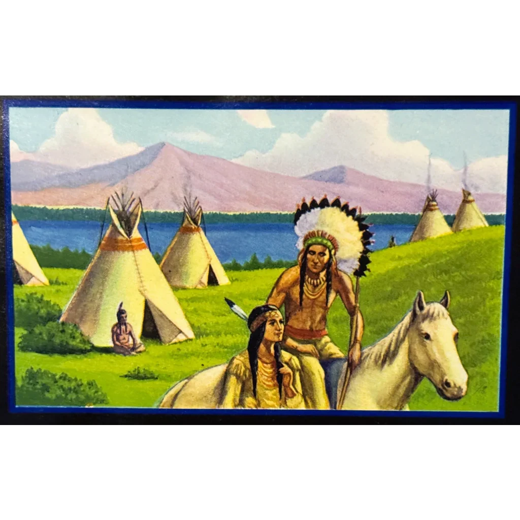 Rare 1950s Rancheria Pear Label with Native American Scene