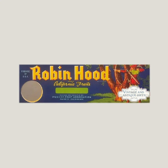 Rare 1950s Robin Hood Antique Vintage Crate Label Collectible