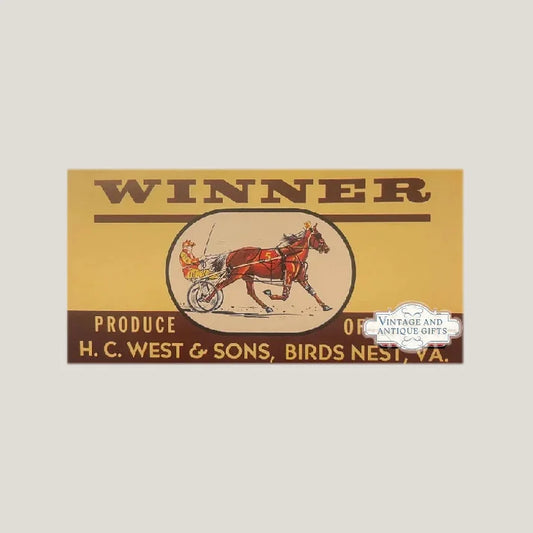 Rare 1950s Winner Crate Label Vintage Collectible Art