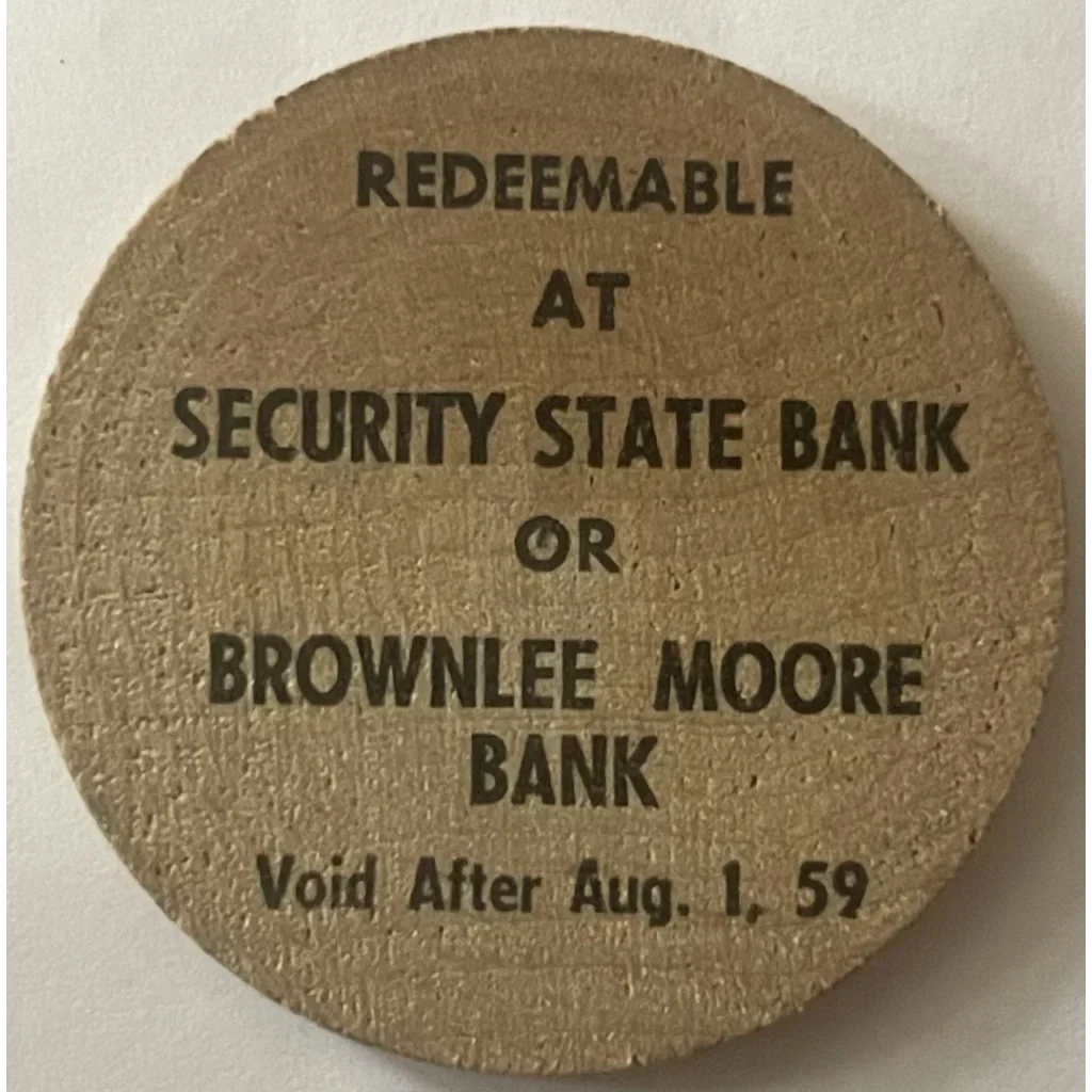Rare 1950s Wooden Nickel Bank Antique Gift from Security State