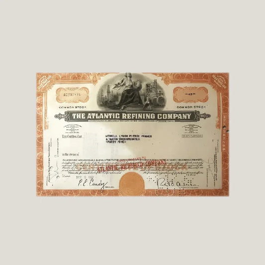 Rare 1960s Atlantic Refining Company Stock Certificate