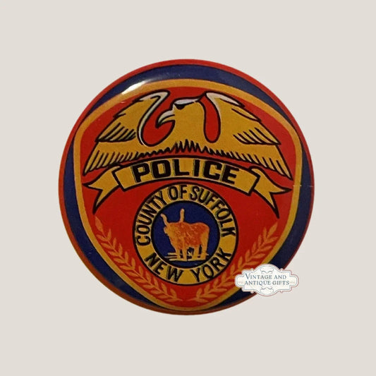 Rare 1960s Suffolk NY Vintage Tin Litho Special Police Badge