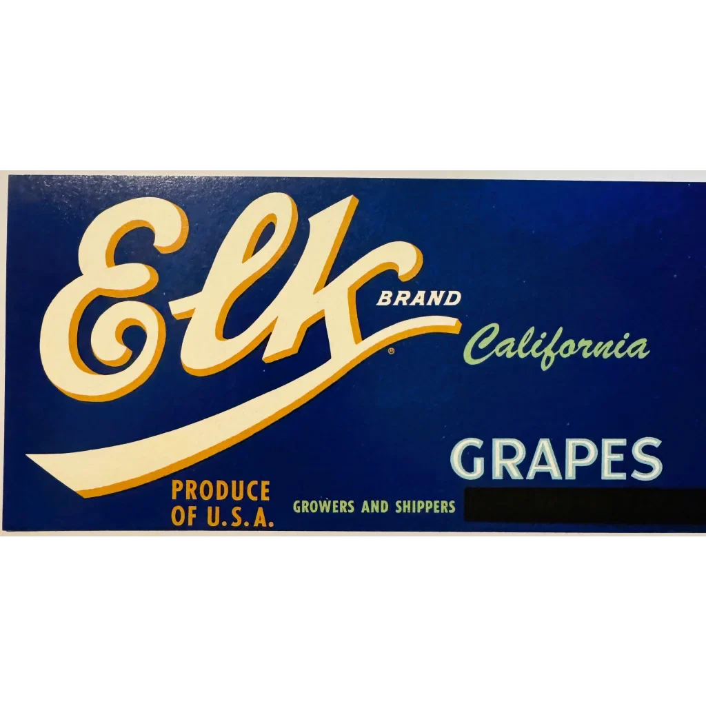 Rare 1970s Elk Crate Label Vintage California Wine Gem