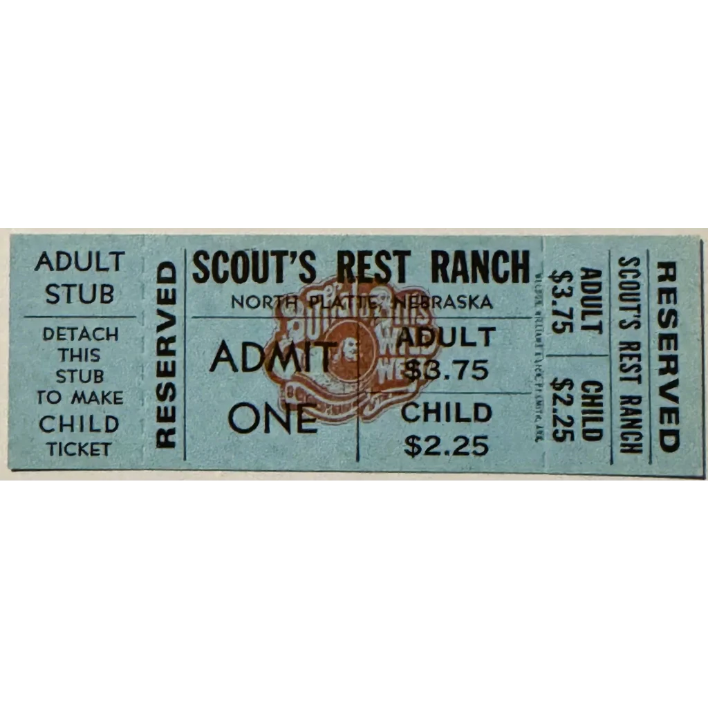 Rare 1974 Buffalo Bill's Wild West Show Ticket from North Platte