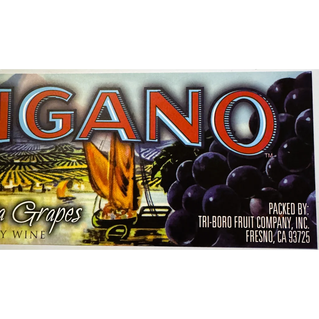 Rare 80s Lugano Grape Crate Label from Tri-Boro Fruit