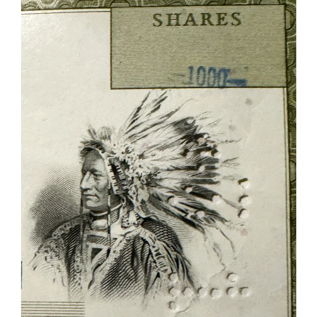 Rare American Brands Stock Certificate with Native American Art