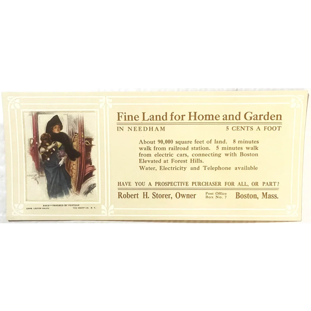 Rare Antique Land Sale Card Unveils 1900s Boston American History