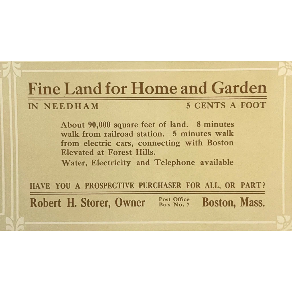 Rare Antique Land Sale Card Unveils 1900s Boston American History