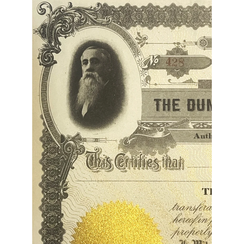 Rare Dunsmore Business College Stock Certificate from 1900s