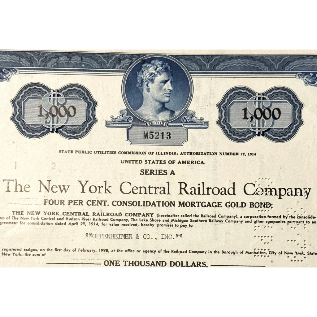 Legendary New York Central Railroad Bond Certificate, Collectibles Unveiled
