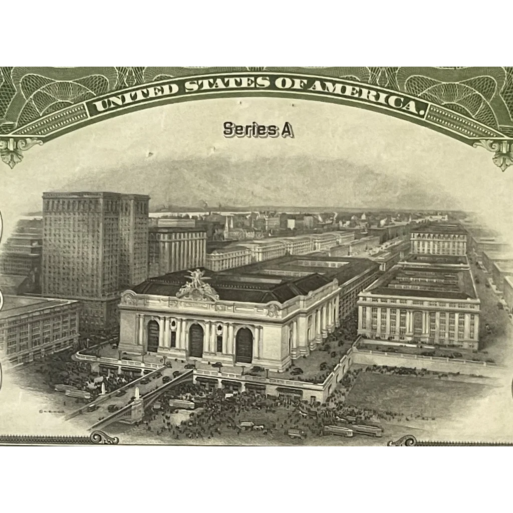 Rare 1913 New York Central Gold Bond Certificate with Grand Central