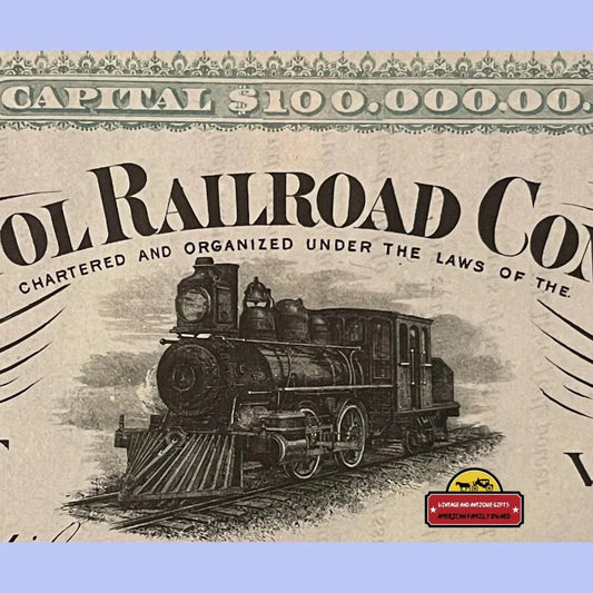 Rare Antique Bristol Vermont Railroad Stock Certificate Unearthed