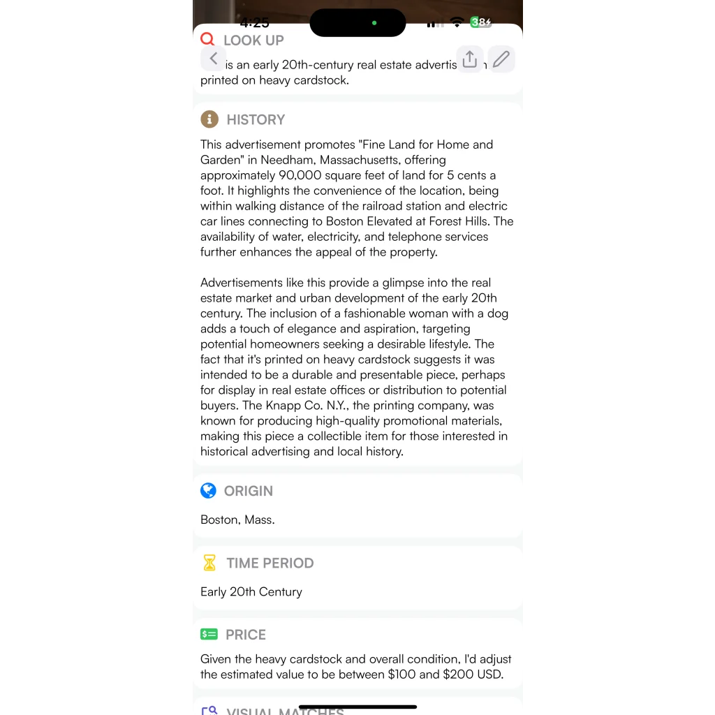 Rare Antique Land Sale Card Unveils 1900s Boston American History