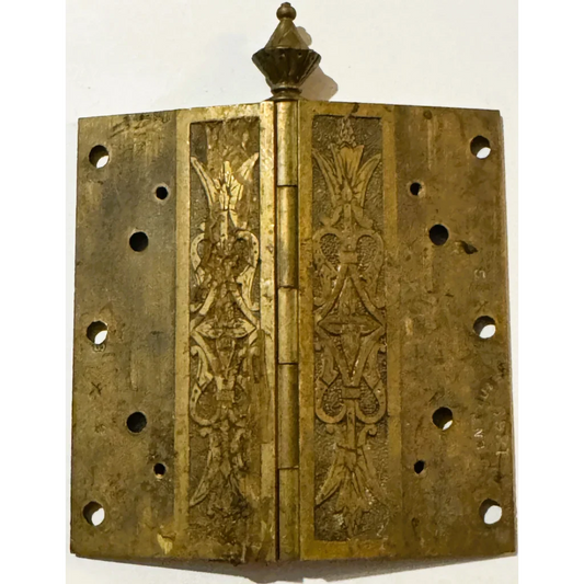 Rare Antique Ornate Door Hinge with Patent Design Victorian Charm