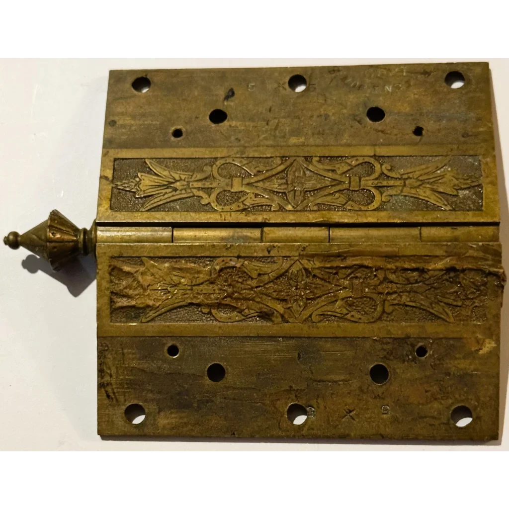 Rare Antique Ornate Door Hinge with Patent Design Victorian Charm