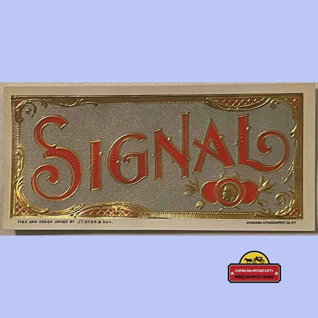 Rare Antique Vintage Signal Embossed Cigar Label from Early 1900s