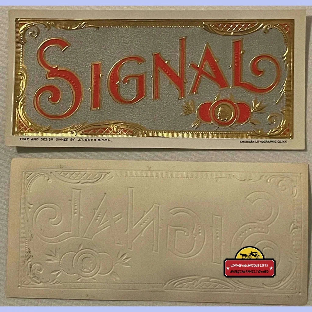 Rare Antique Vintage Signal Embossed Cigar Label from Early 1900s