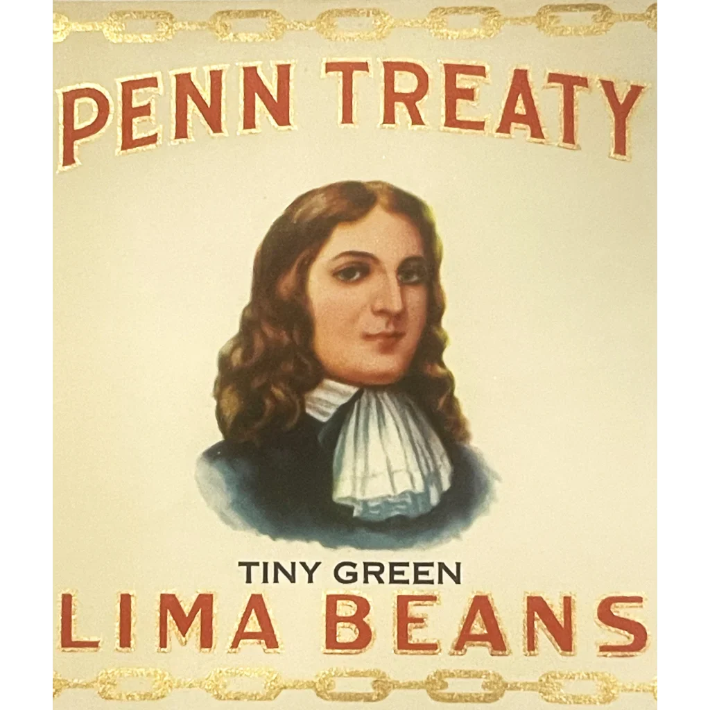 Rare Antique Vintage 1930s Penn Treaty Can Label from Philadelphia