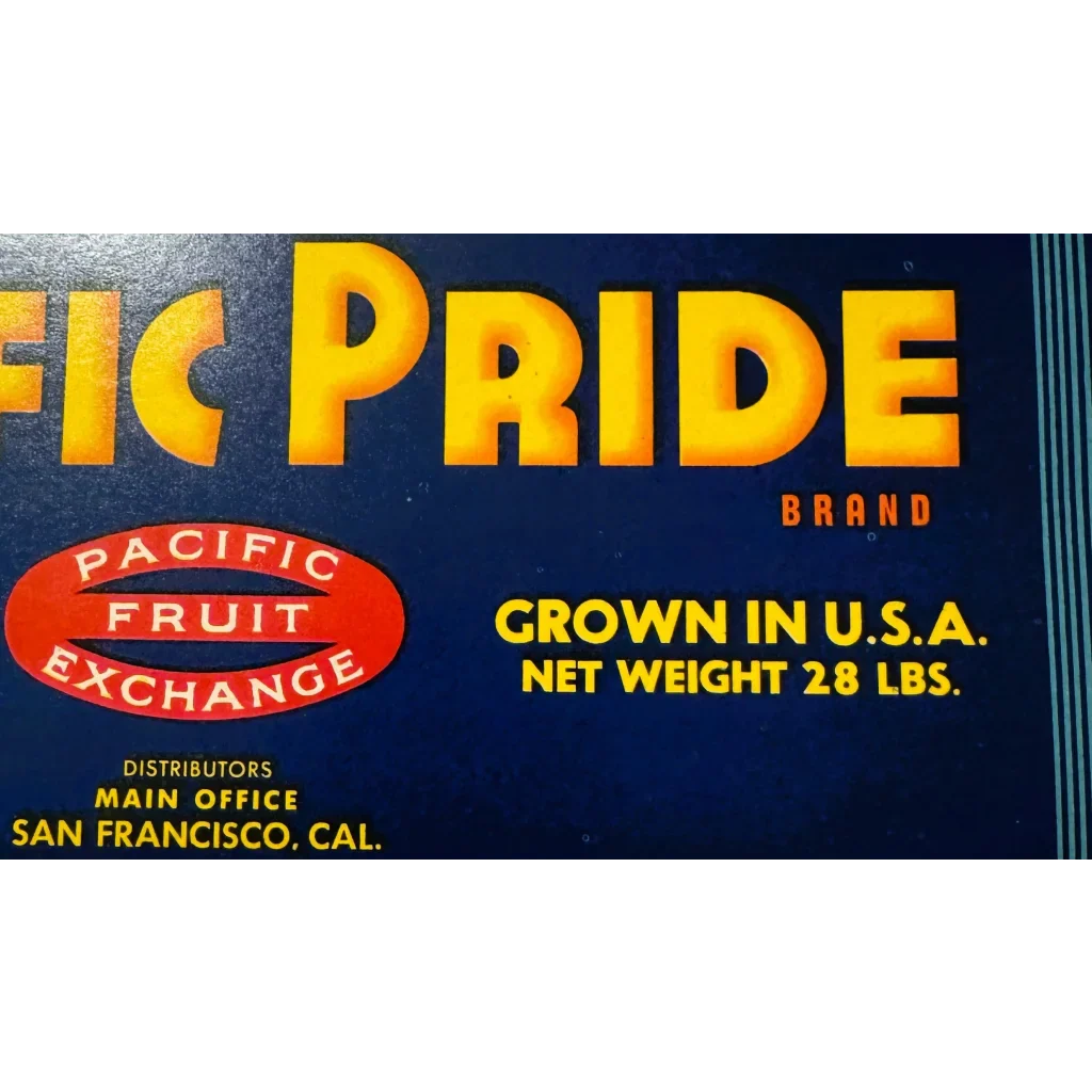 Rare Antique Vintage 1940s Pacific Pride Crate Label from San Francisco