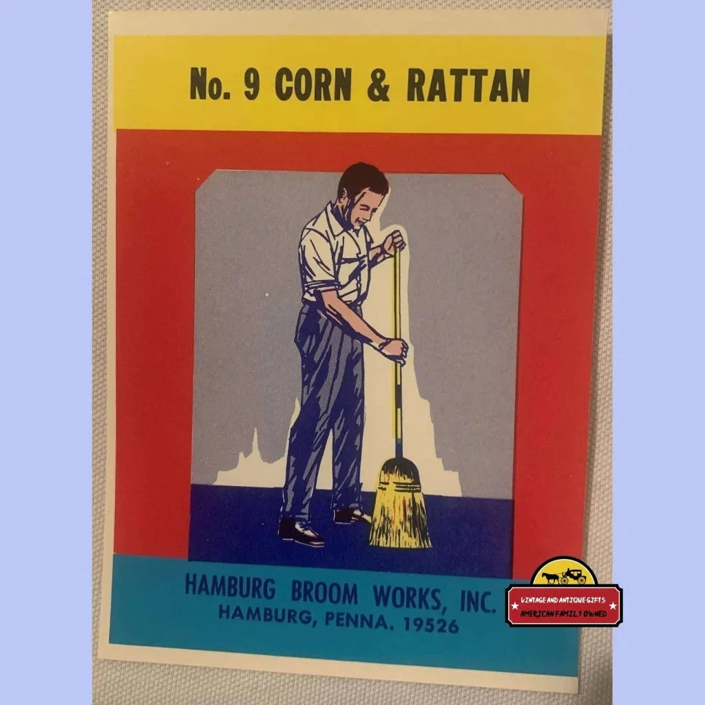 Rare Americana Vintage Rattan Broom Label Sweeps You Away