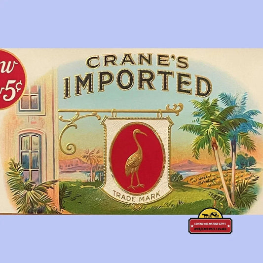 Rare Antique Vintage Crane's Cigar Label from Indianapolis