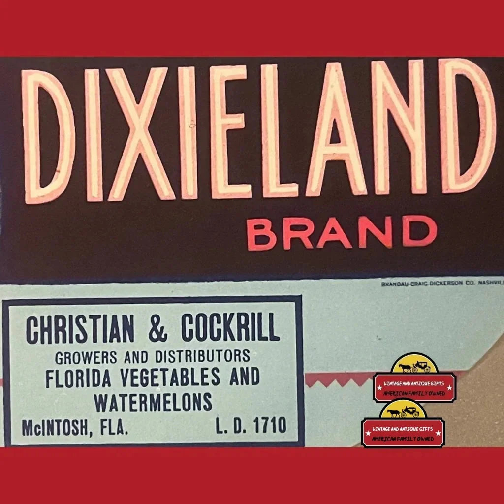 Rare Antique 1930s Dixieland Crate Label Brings History to Life