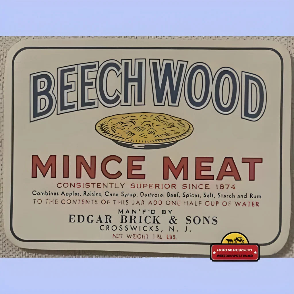 Rare Antique Vintage Mince Meat Label from 1910s Crosswicks NJ