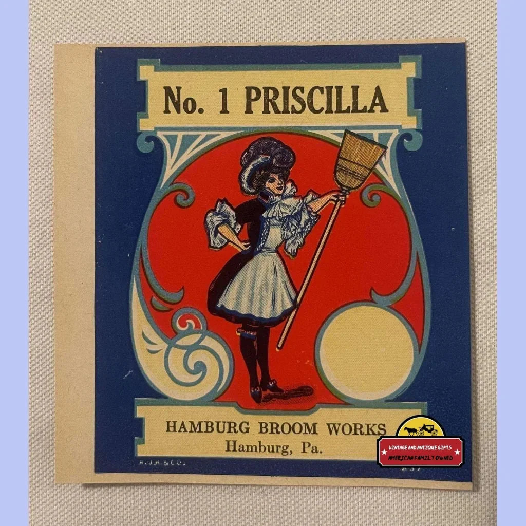 Rare Antique Vintage Priscilla Broom Label Excites Collectors