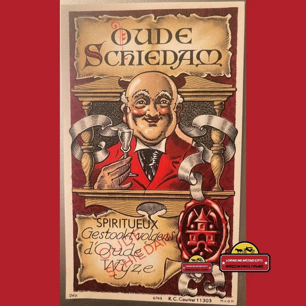 Rare Antique Vintage Dutch Liquor Wine Label from 1930s