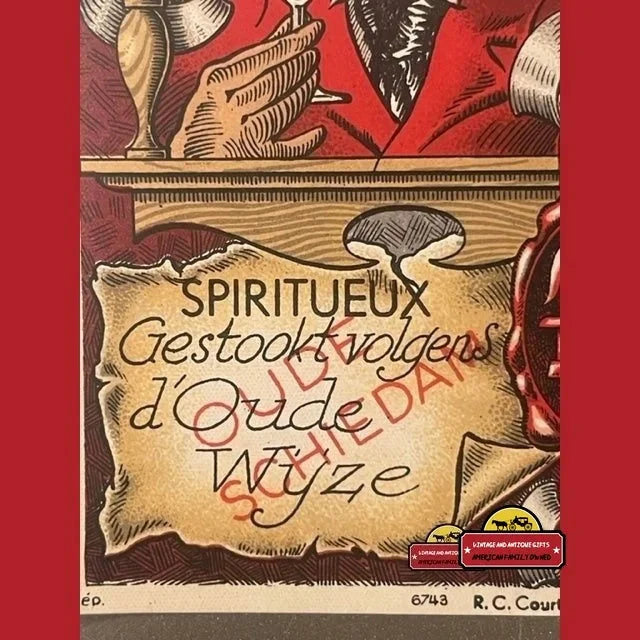 Rare Antique Vintage Dutch Liquor Wine Label from 1930s